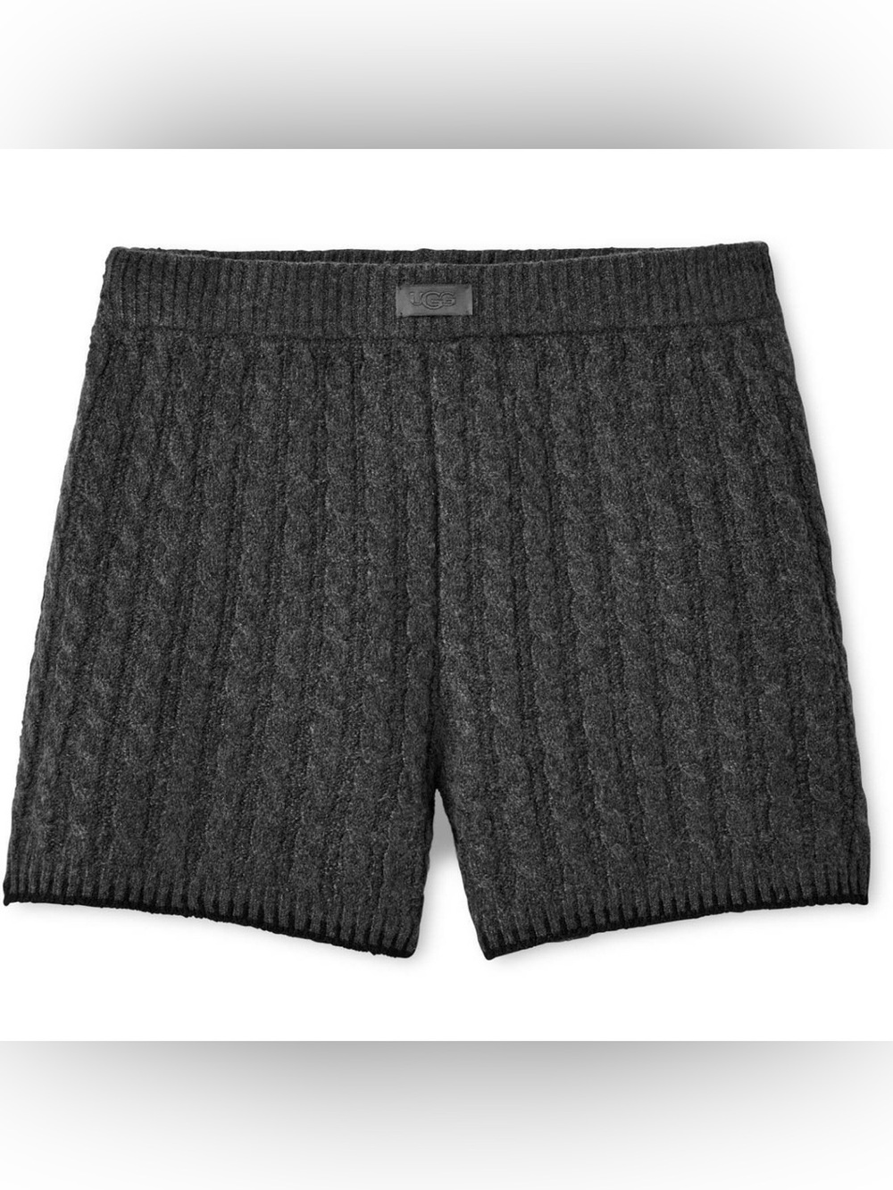UGG Women's XS Azriel Chunky Cable Knit Shorts Soft Cozy High-Rise Heather Gray